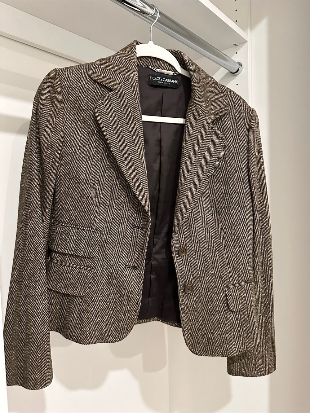 Dolce & Gabbana Brown Tweed Herringbone Blazer